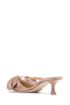 Champagne Satin Low Heeled Mules With Bow Detailing