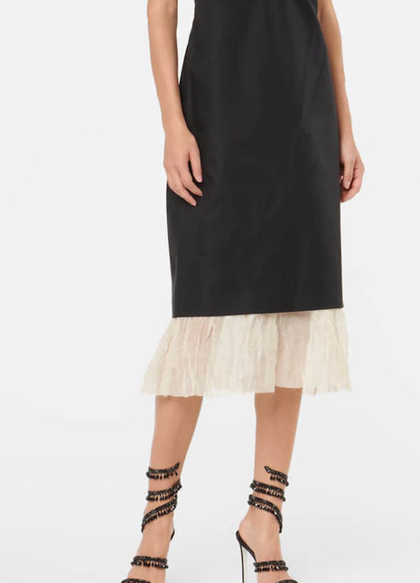 Crystal Chandelier Embellished Faux Satin Wraparound Self-Tie Slingback Sandals - Black