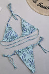 Halter Triangle Tie Side Bikini Set With Ring Detailing - Lavender Green