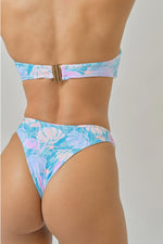 Mermaid Cove Print Strapless Bandeau High Cut Bikini Set With Gold O-Ring Detail