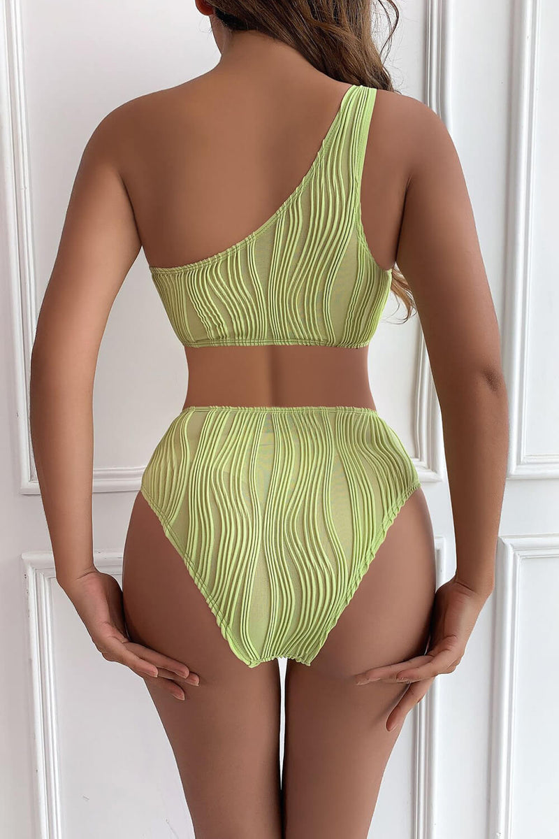 Ribbed Cut-Out One-Shoulder One Piece Swimsuit