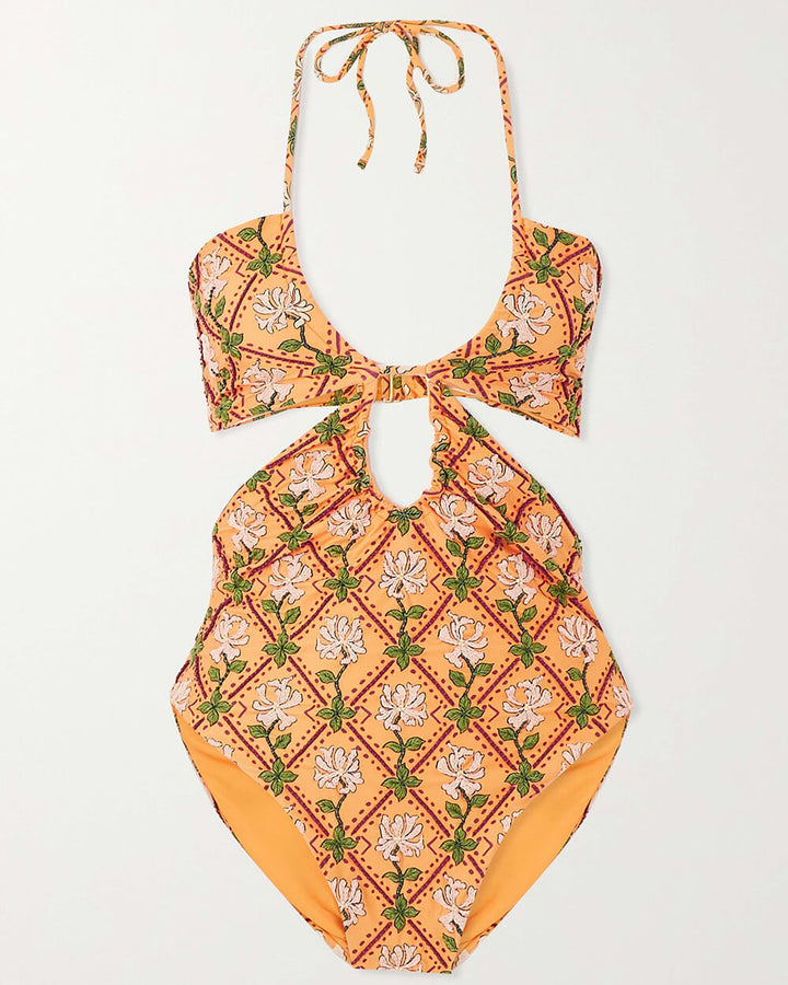 Floral Halter Cutout Swimsuit Set main image 0