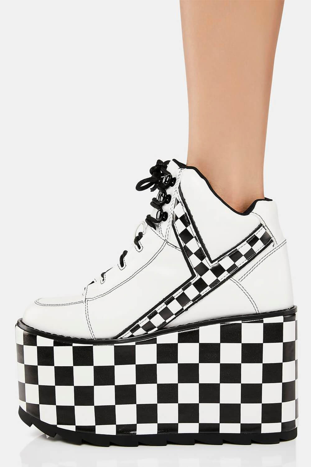 Checker Lace Up Platform Sneakers