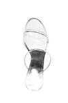 Metallic Open Toe Sculptured Wedge Heeled Slingback Sandals - Silver