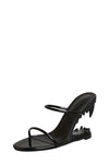 Metallic Open Toe Sculptured Wedge Heeled Slingback Sandals - Black