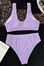Lilac V-Wire Textured High Waisted Bikini Set