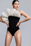 Net Yarn Ruffle One-Shoulder One Piece Swimsuit