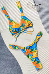 Floral Printed Triangle Tie Back Bikini Set