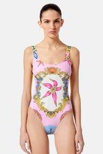 Tresor De La Mer Printed Scoop Neck High-Cut One-Piece Swimsuit
