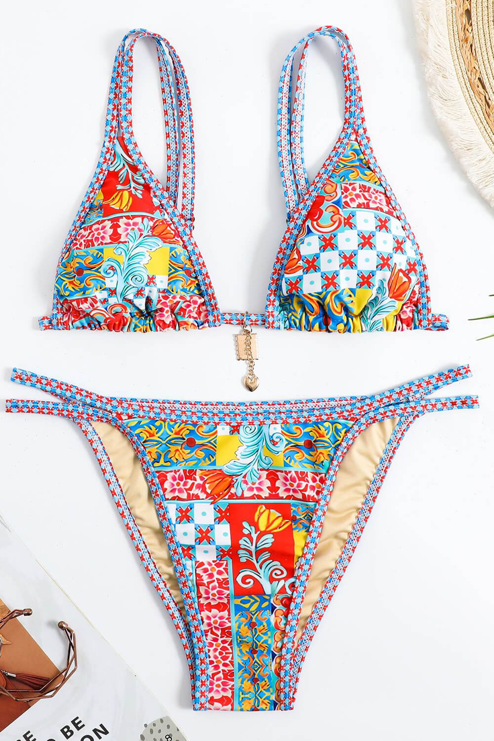 Printed Triangle Tie Back Bikini Set – FloralKini