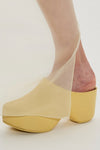 Faux Leather Sling Back Slip On Curved Platform Clogs - Yellow