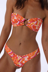 Strapless Bandeau High Cut Bikini Set With Tortoise Shell O-Ring Detail - Magnetic Marmalade