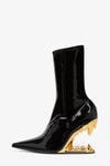 Patent Pointed Toe Ankle Morso Heeled Boots - Black