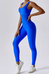 Ribbed Wide Strap Scoop Neck Full Length Jumpsuit