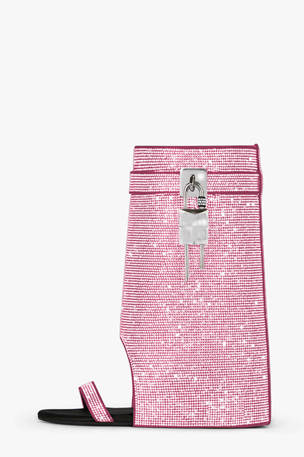 Gem Embellished Diamante Padlock Folded Cutout Wedge Heeled Sandals - Pink