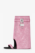 Gem Embellished Diamante Padlock Folded Cutout Wedge Heeled Sandals -Pink