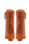 Gem Embellished Diamante Padlock Fold Over Wedge Heeled Sandals - Orange