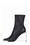 Black Faux Leather Squared Toe Metal Heel Ankle High Boots
