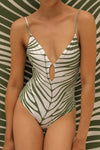 Tropical Leaf Cut-Out One Piece Swimsuit