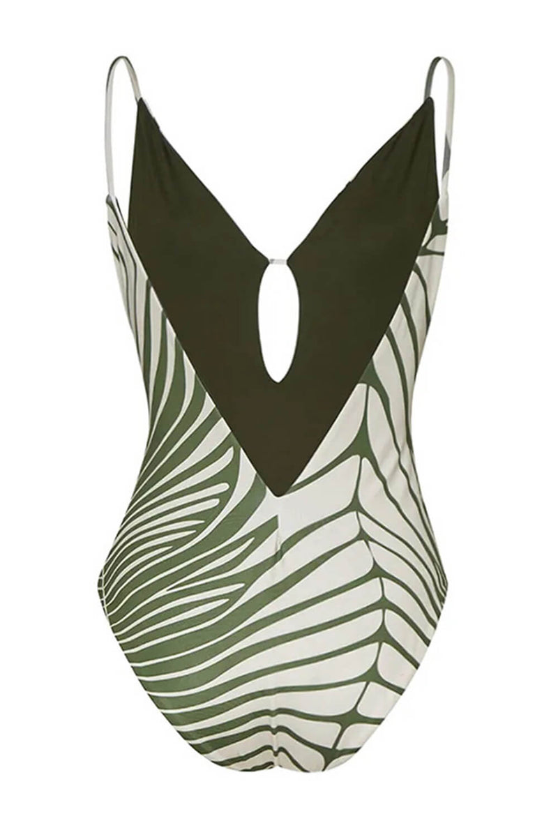Tropical Leaf Cut-Out One Piece Swimsuit