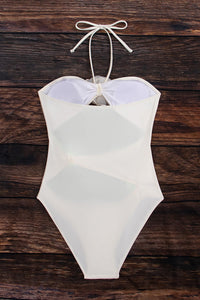 Rose Applique Strapless Cut-Out One Piece Swimsuit