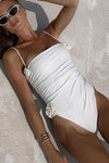 Rosette Bustier One Piece Swimsuit - White