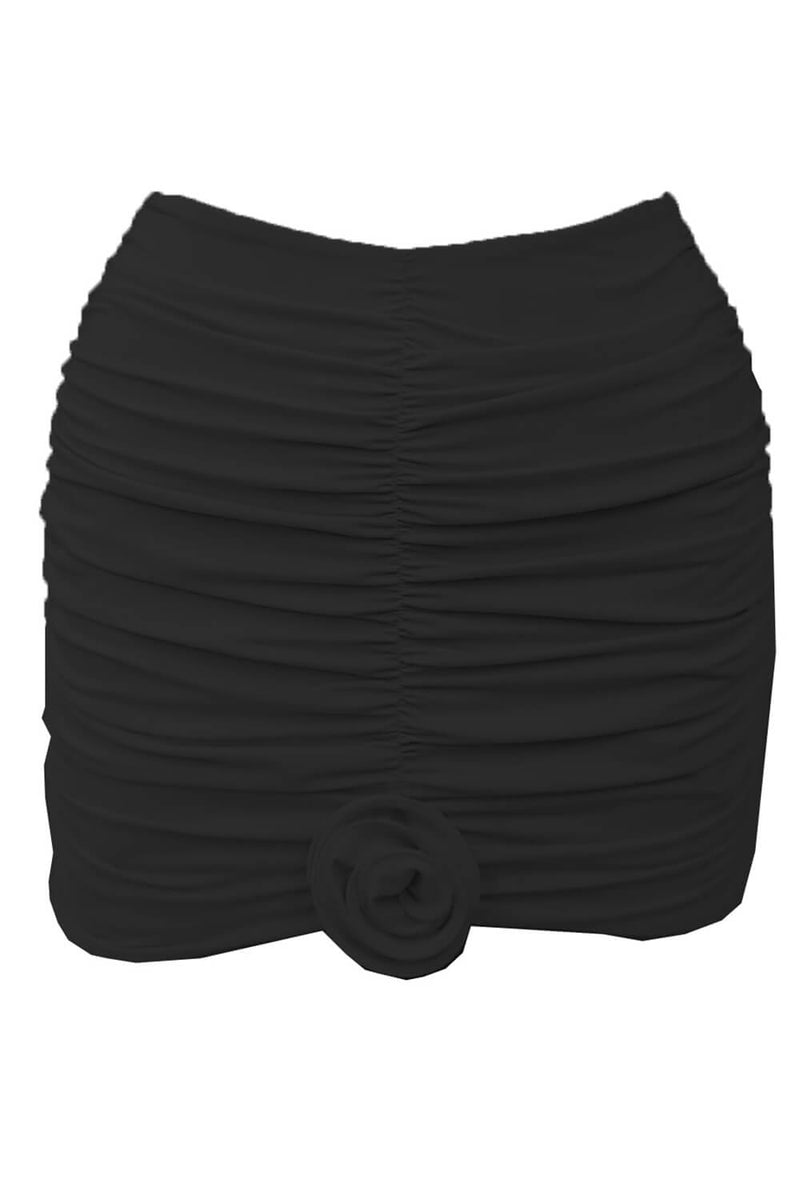 Ivory Rose Applique Gathered Mini Sarong Skirt