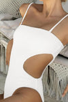 White Crinkle Cut Out One Piece Swimsuit