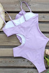 Ruffled Cut Out One Piece Swimsuit - Lilac