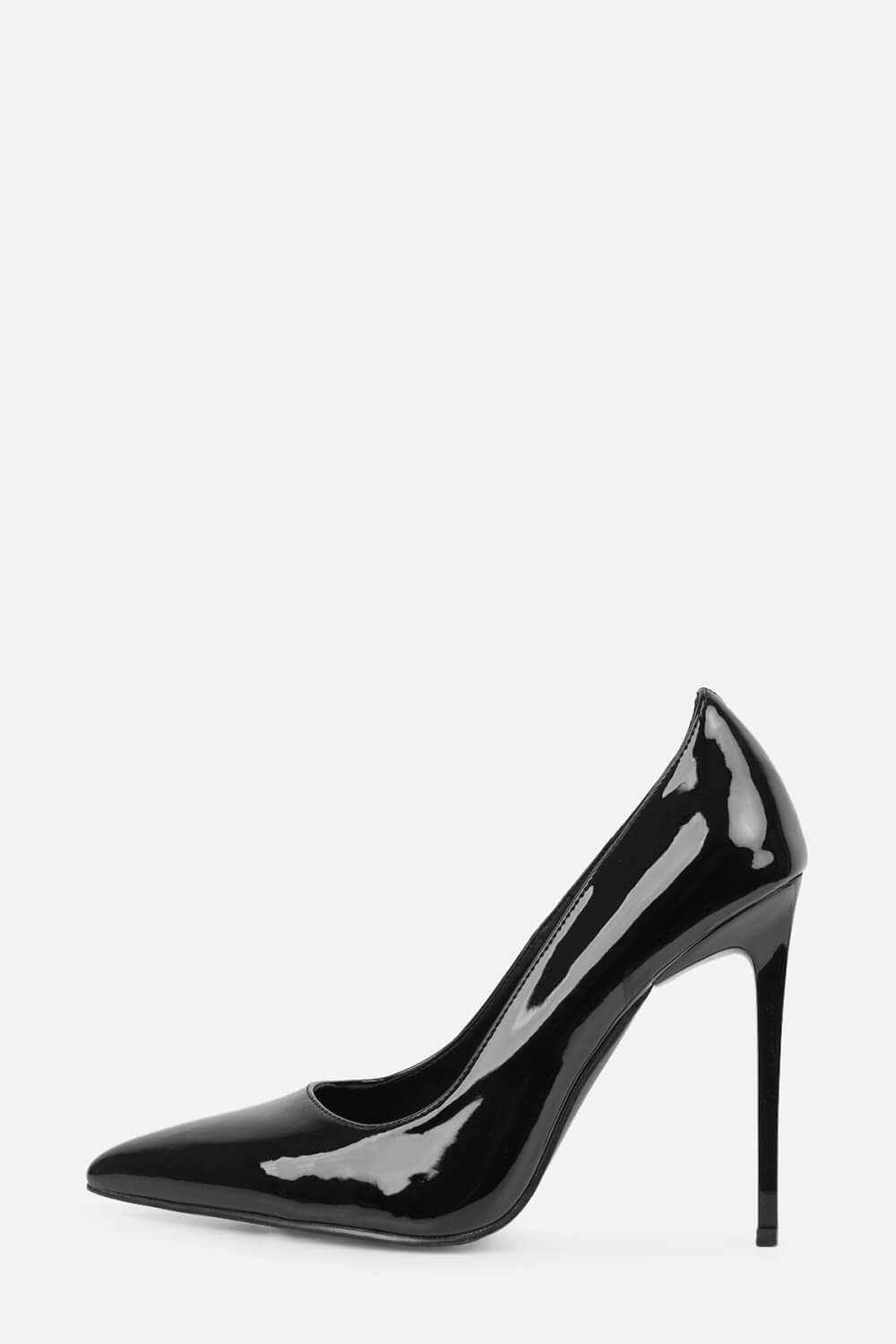 Patent Stiletto Court Shoes - Black