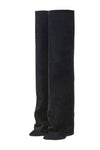 Faux Suede Pointed Toe Folded Over The Knee Boots