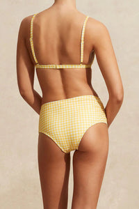 Yellow Gingham Triangle High-Waisted Bikini Set