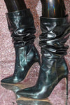 Ruched Pointed Toe Mid-Calf Stiletto Boots