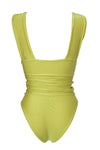Plunge Ruched High-Leg One Piece Swimsuit - Avocado
