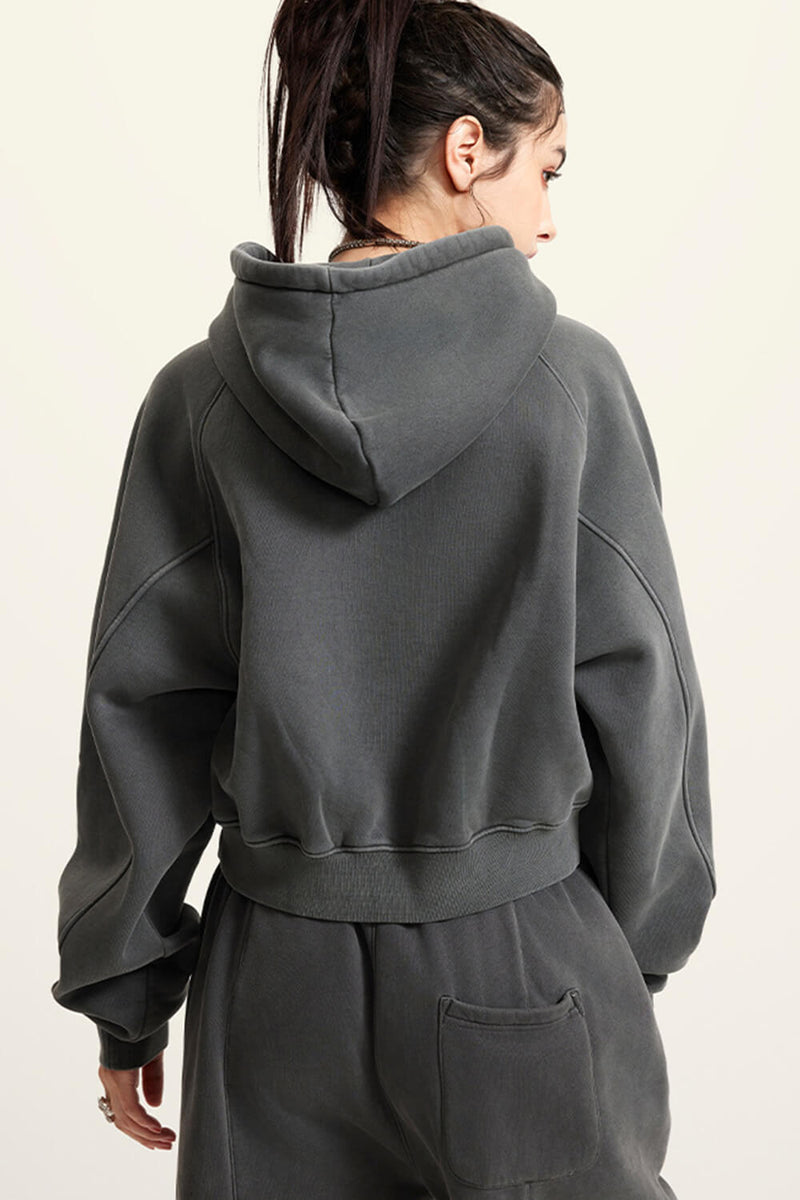 Fleece Cropped Pullover Hoodie