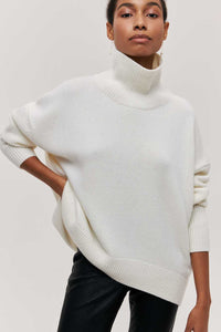 Mock Collar Knit Oversized Sweater