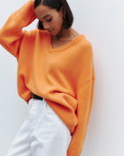 V Neck Long Sleeve Loose Knit Sweater