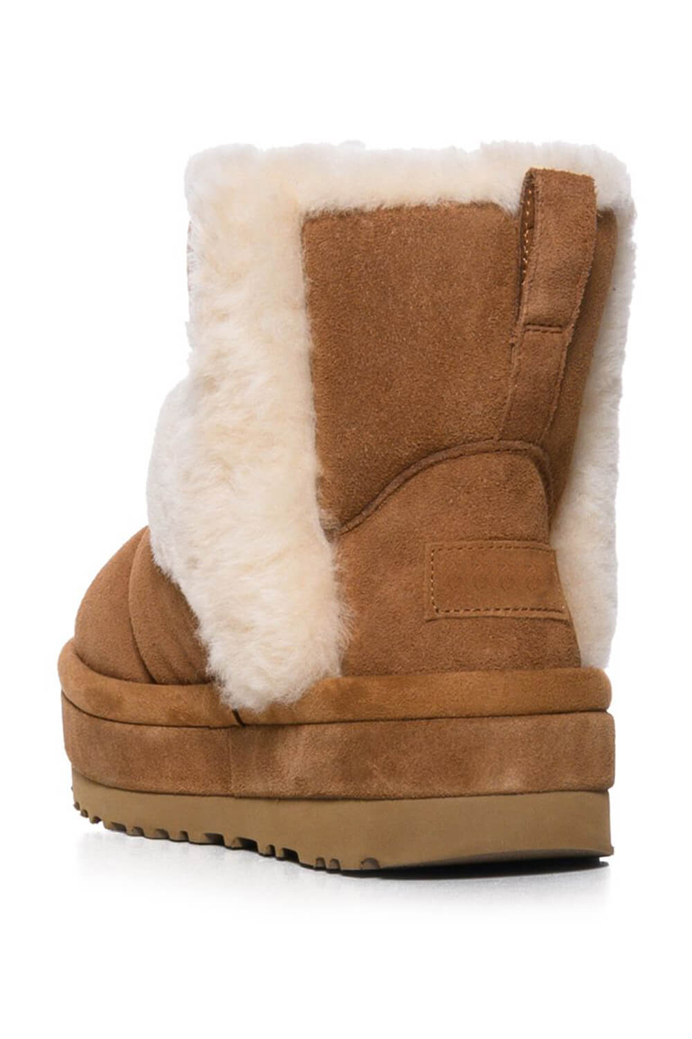 Cosy Suede Shearling Flatform Ankle Boots - Chestnut