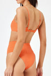 V Neck Bralette High Waist Bikini Set - Orange