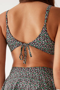 Floral Underwire Balconette Bikini Set With Ruffled Mini Skirt