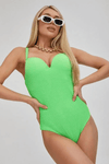 Crinkle Underwire Sweetheart One Piece Swimsuit - Lime