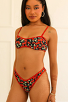 Cherry Print Bralette High Cut Bikini Set