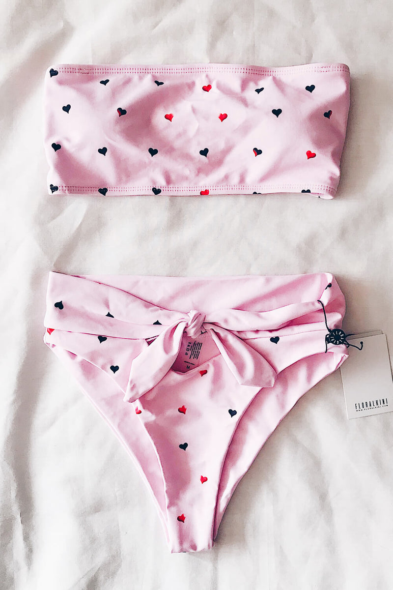Pink Embellished Heart Tie Front Bikini Bottom (2188757729339)