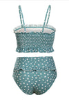 Light Blue Floral Ruffle Trim High Waist Bikini Bottom (2198381527099)