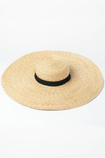 Black Ribbon Trimmed Wheat Straw Boater (2207889883195)