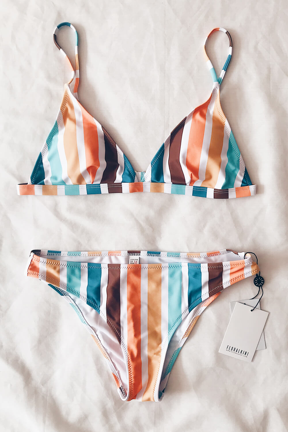 Striped Color Block Regular Waist Bikini Bottom