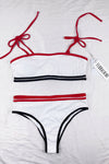 Red Black Striped High Waisted Ribbed Bikini Bottom (2306855960635)