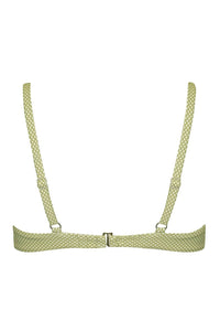 Green Polka Dot Front V Underwire Bikini Top (4319708086331)