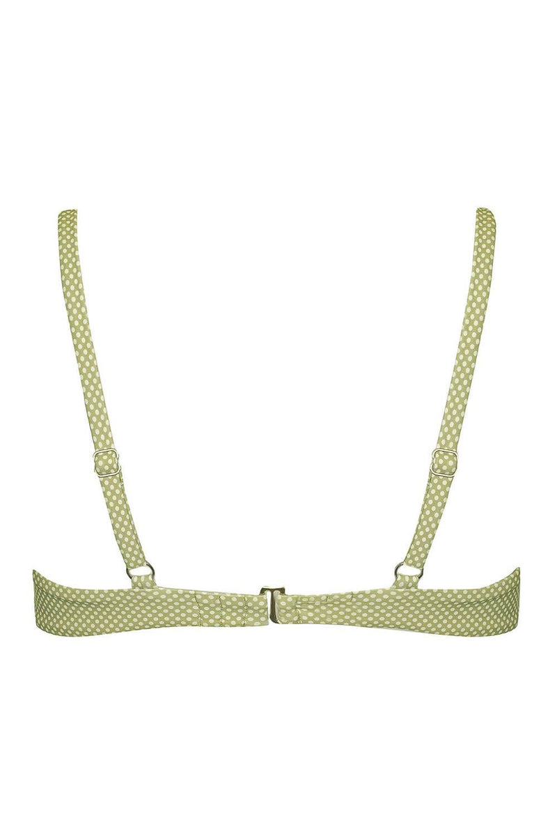 Green Polka Dot Front V Underwire Bikini Top (4319708086331)
