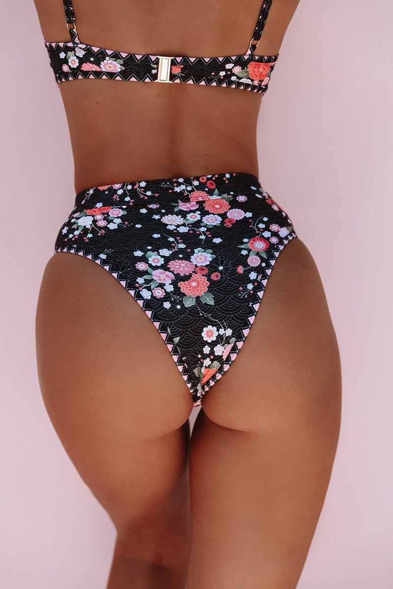 Floral High Waisted Bikini Bottom
